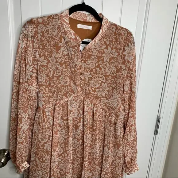 Ces Femme bohemian floral long‎ sleeves autumn chiffon tunic - Picture 5 of 11
